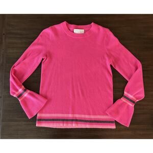 100% Cashmere Sweater Womens Small Pink Bell Sleeve Knit Crewneck Design History